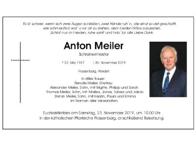 Traueranzeige Anton Meiler, Flossenbürg