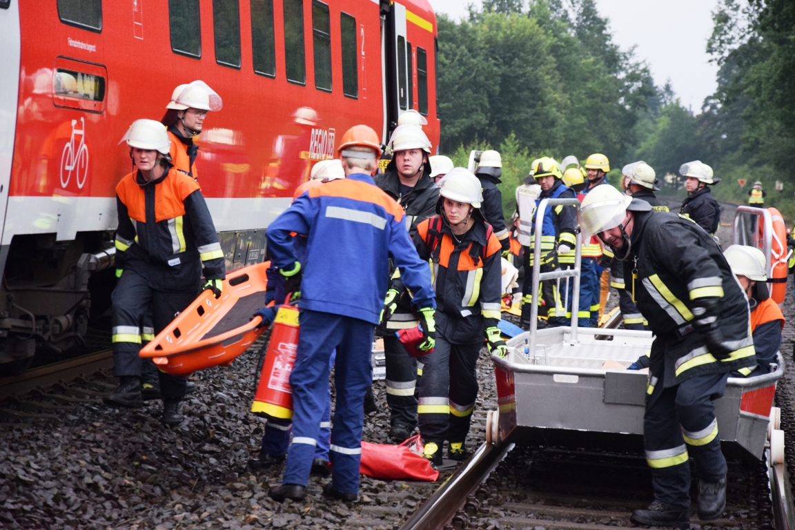 Übung für den Ernstfall: Bahnunglück bei Oberwildenau simuliert