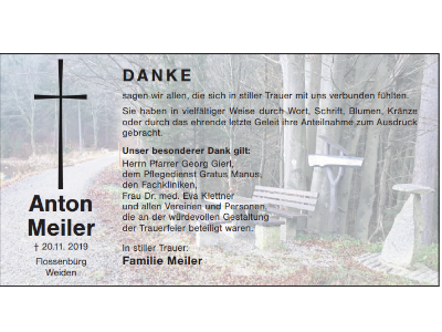 Danksagung Anton Meiler, Flossenbürg