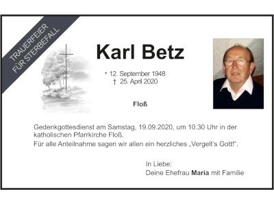 Gedenkgottesdienst für Karl Betz, Floß
