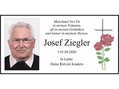 Gedenkanzeige Josef Ziegler