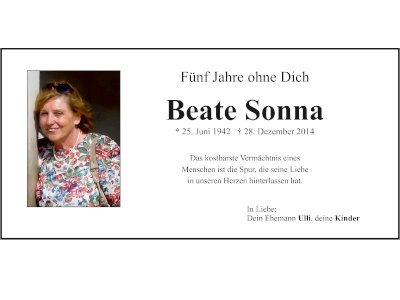 Gedenkanzeige Beate Sonna, Weiden