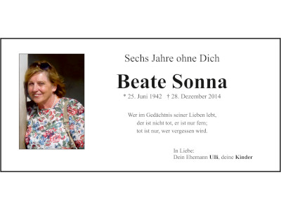 Gedenkanzeige Beate Sonna, Weiden