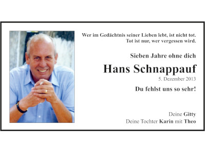 Gedenkanzeige Hans Schnappauf