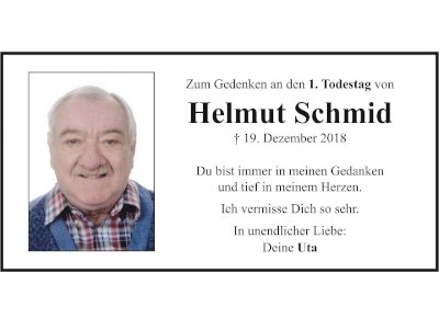 Gedenkanzeige Helmut Schmid