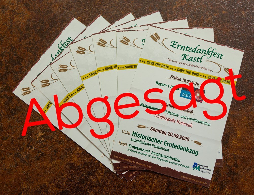 Kastl sagt Erntedankfest und -umzug ab