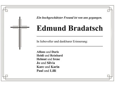 Nachrufe Edmund Bradatsch, Weiden