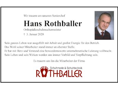 Nachruf Hans Rothballer, Weiden