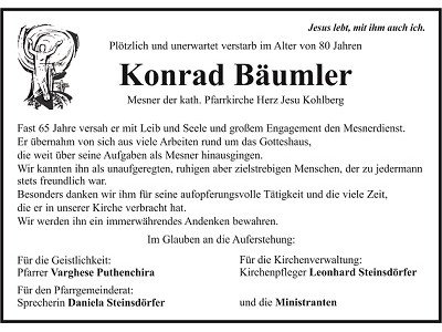 Nachruf Konrad Bäumler, Kohlberg