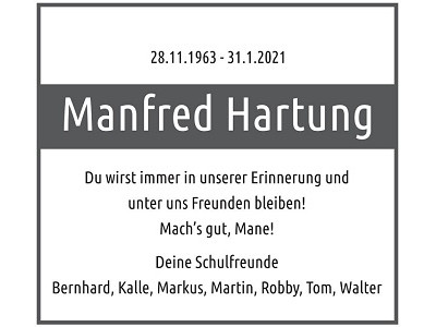 Nachruf Manfred Hartung, Weiden