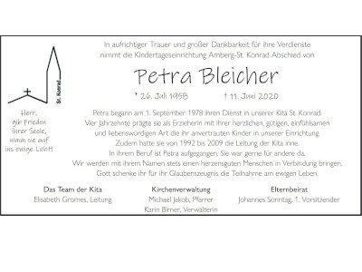 Nachruf Petra Bleicher, Amberg