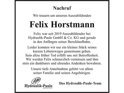 Nachruf Felix Horstmann