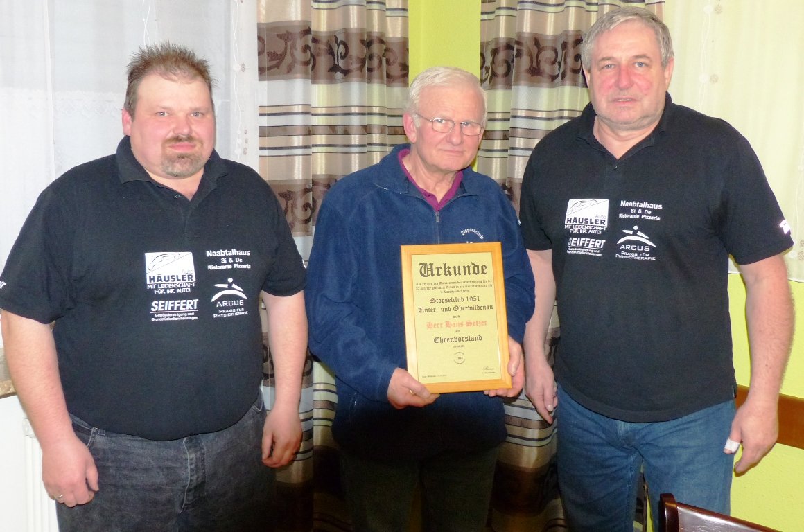 Hans Setzer wird Ehrenvorstand beim Stopselclub 1951