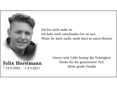 Traueranzeige Felix Horstmann