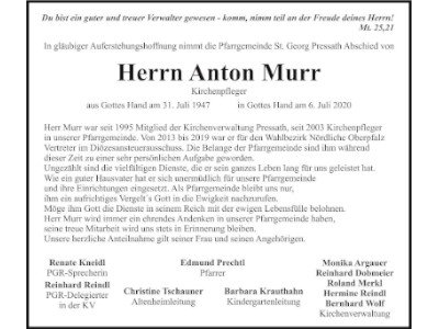 Nachruf Anton Murr, Pressath