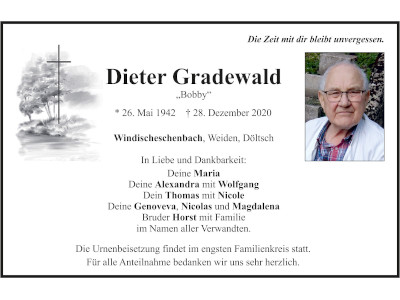 Traueranzeige Dieter Gradewald, Windischeschenbach