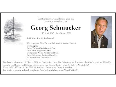 Traueranzeige Georg Schmucker, Schirmitz