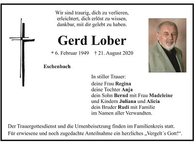 Traueranzeige Gerd Lober, Eschenbach