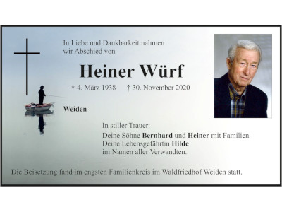 Traueranzeige Heiner Würf, Weiden