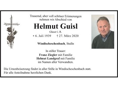 Traueranzeige Helmut Guisl, Windischeschenbach