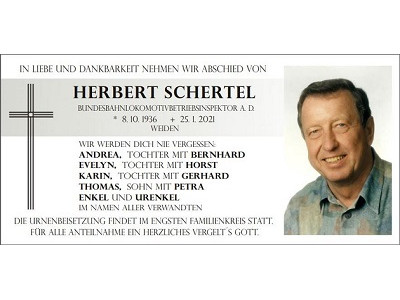 Traueranzeige Herbert Schertel, Weiden