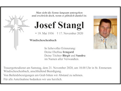 Traueranzeige Josef Stangl, Windischeschenbach