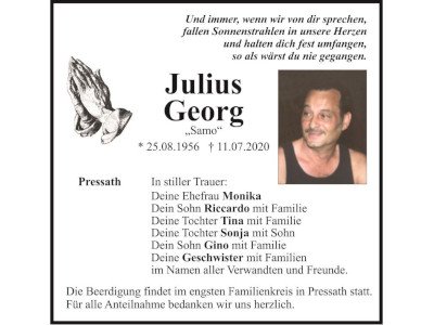 Traueranzeige Julius Georg, Pressath