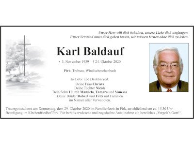 Traueranzeige Karl Baldauf, Pirk
