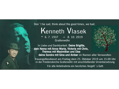 Traueranzeige Kenneth Vlasek, Grafenwöhr