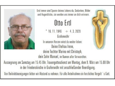Traueranzeige Otto Ertl, Grafenwöhr