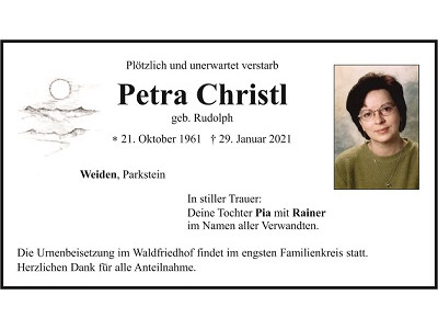 Traueranzeige Petra Christl, Weiden