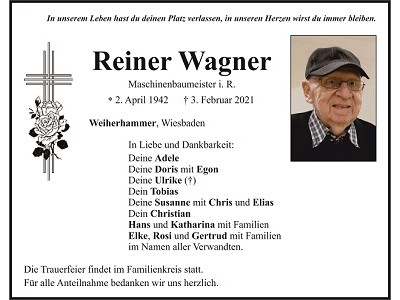 Traueranzeige Reiner Wagner, Weiherhammer