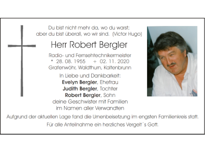 Traueranzeige Robert Bergler, Grafenwöhr