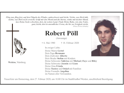 Traueranzeige Robert Pöll, Weiden