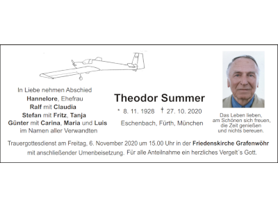 Traueranzeige Theodor Summer, Eschenbach