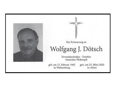 Traueranzeige Wolfgang J. Dötsch