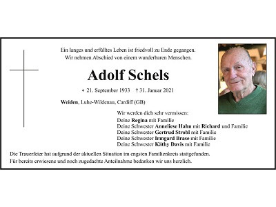 Traueranzeige Adolf Schels Weiden