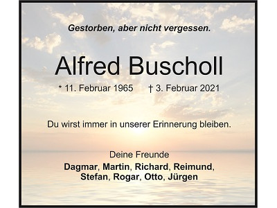 Traueranzeige Alfred Buscholl