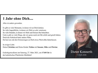 Gedenkanzeige Dieter Konnerth