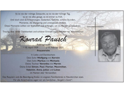 Traueranzeige Konrad Pausch, Weiden