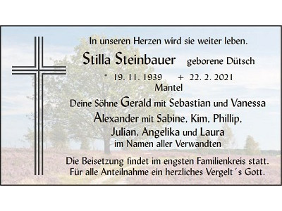 Traueranzeige Stilla Steinbauer, Mantel