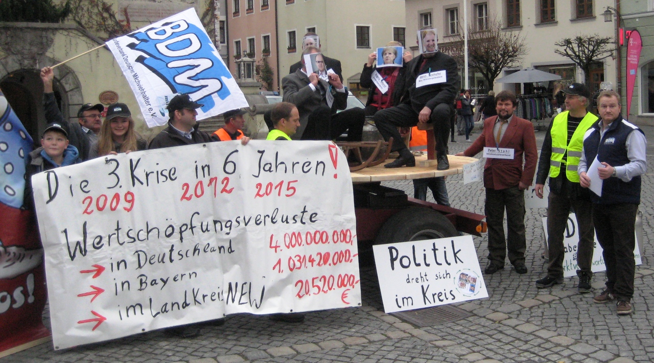 Bauern protestiert vor Altem Rathaus