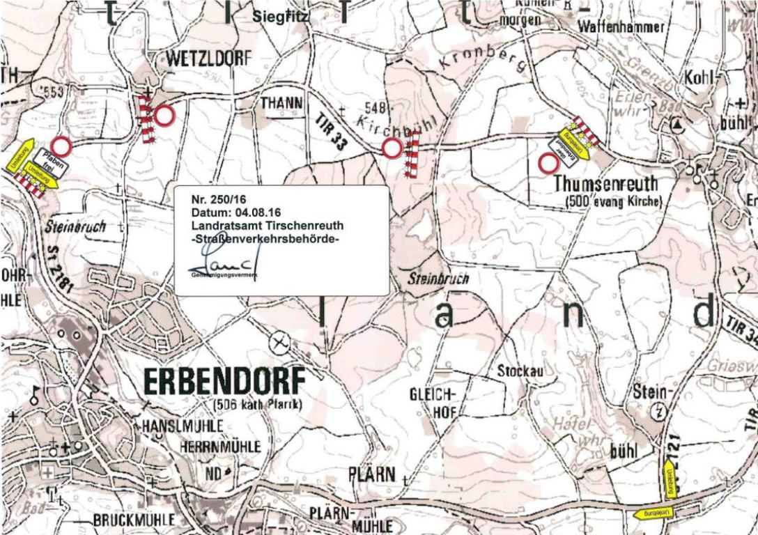 Vollsperrung TIR 33 – Umleitung über Erbendorf