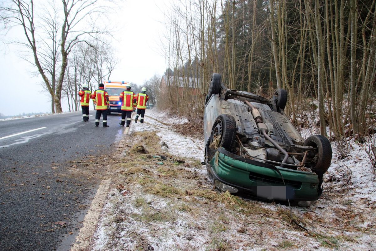 Wegen Tier: Autofahrer landet im Graben