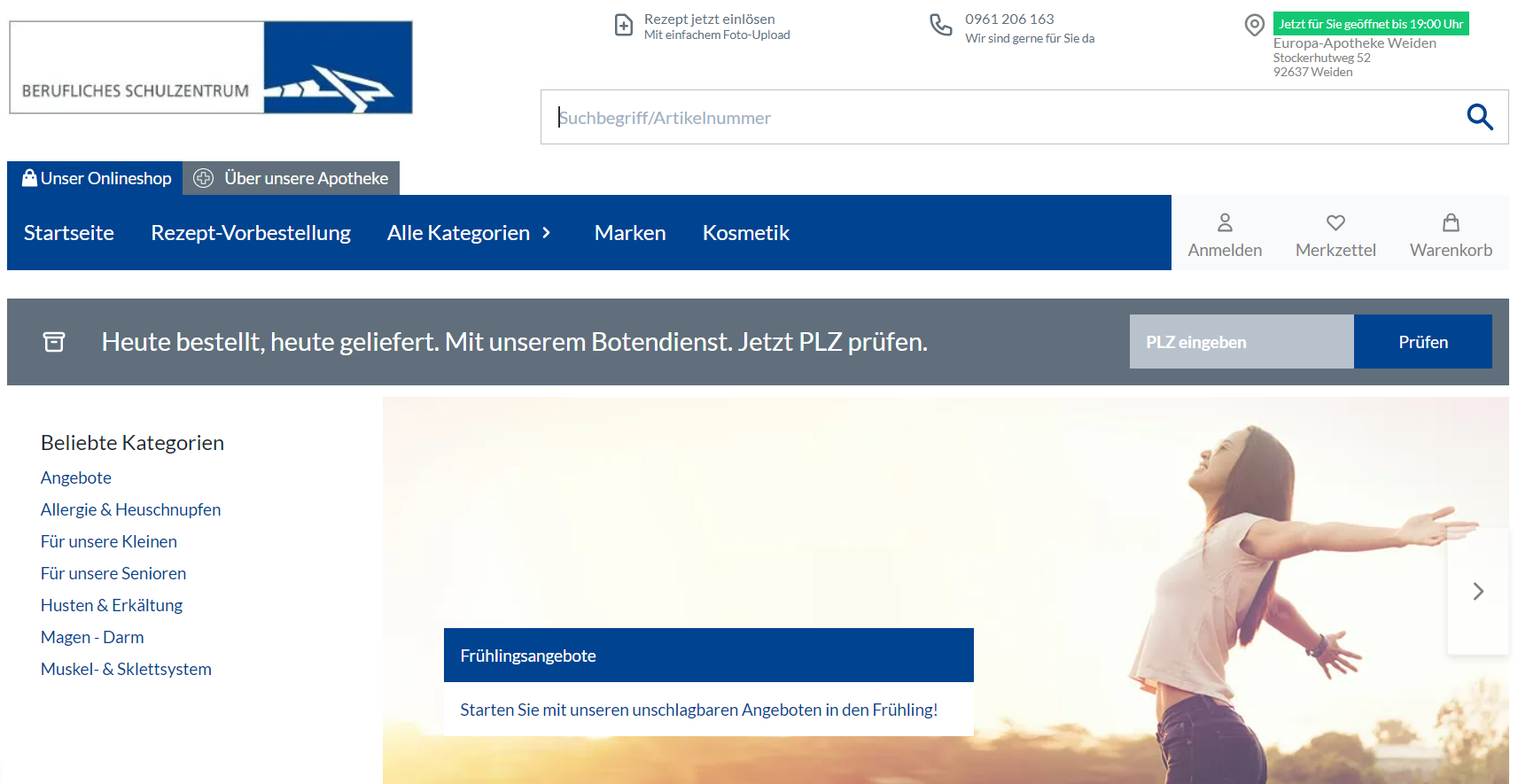 Berufsschule Weiden: Ausbildungsprojekt mit Online-Apotheke