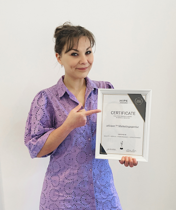 Jubel bei artViper: Marketingagentur erhält HIPE Award 2022