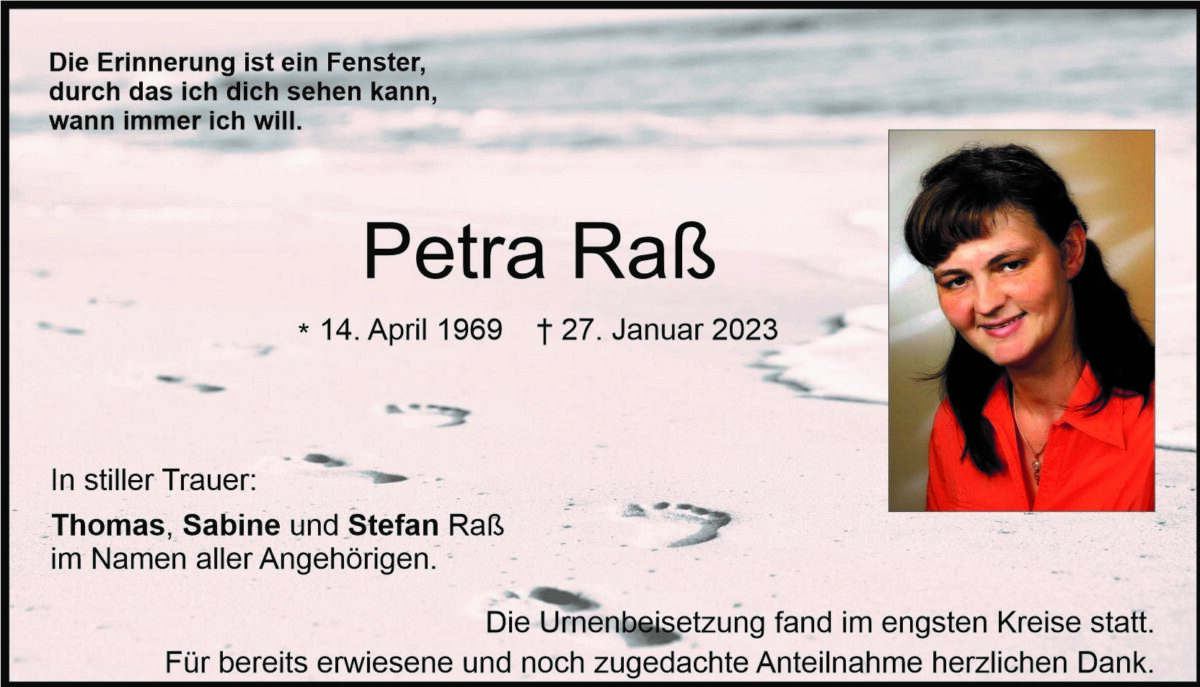 Traueranzeige Petra Raß