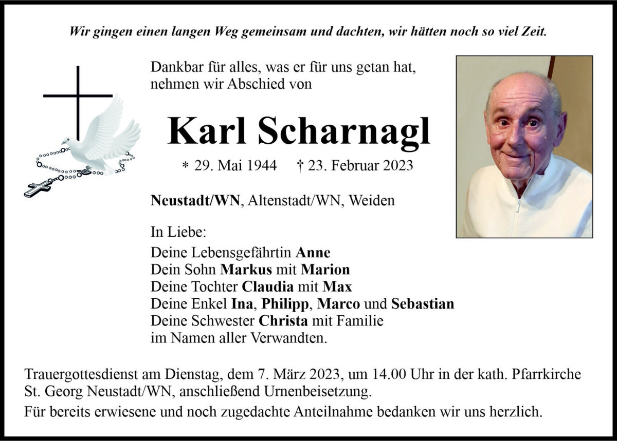 Traueranzeige Karl Scharnagl, Neustadt/WN