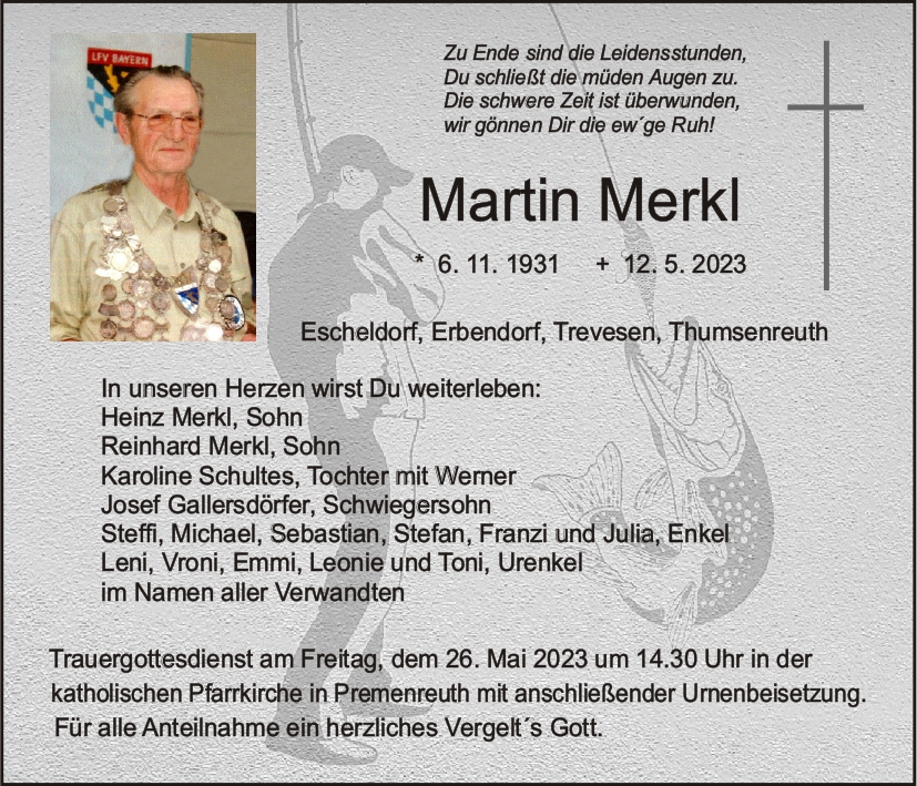 Trauernazeige Martin Merkl, Erbendorf