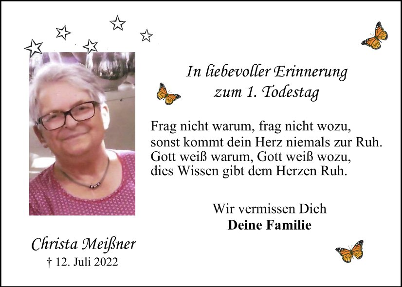 Danksagung Christa Meißner